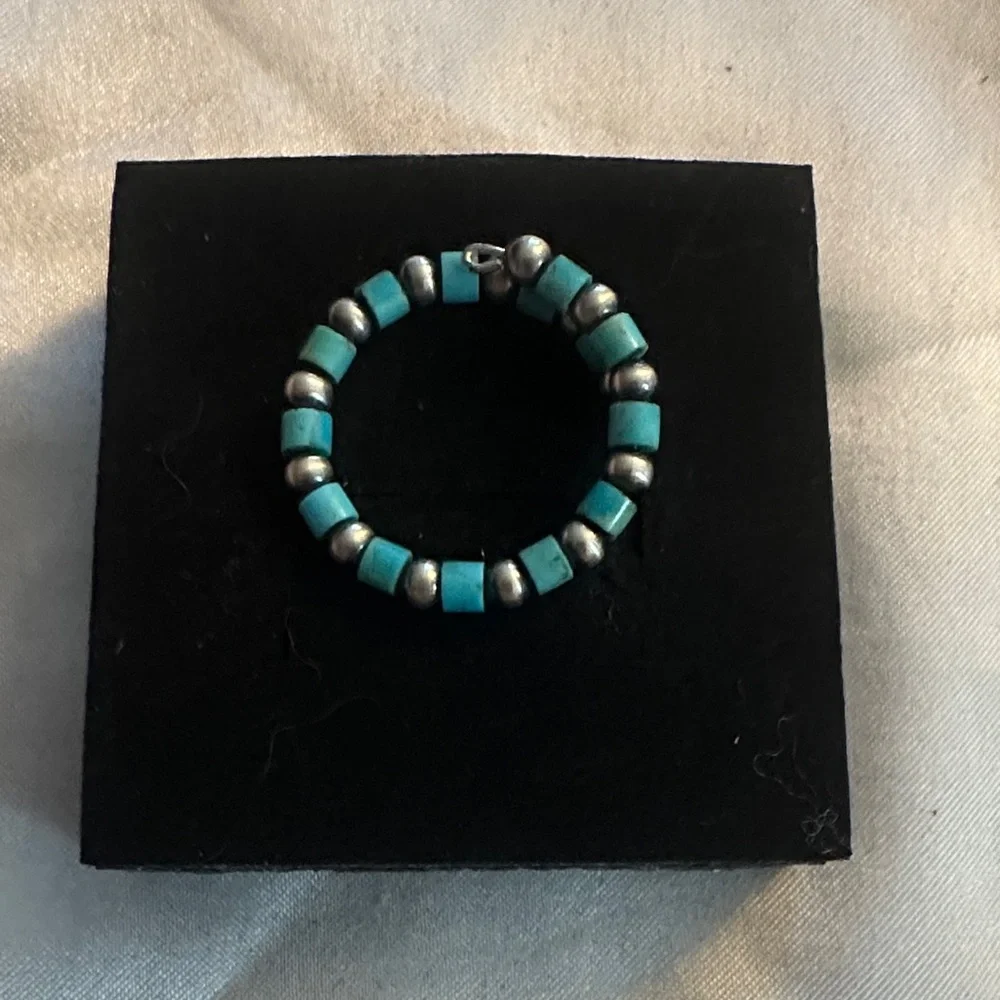 Turquoise Bead Stretch Ring from Chaco Canyon Trading New